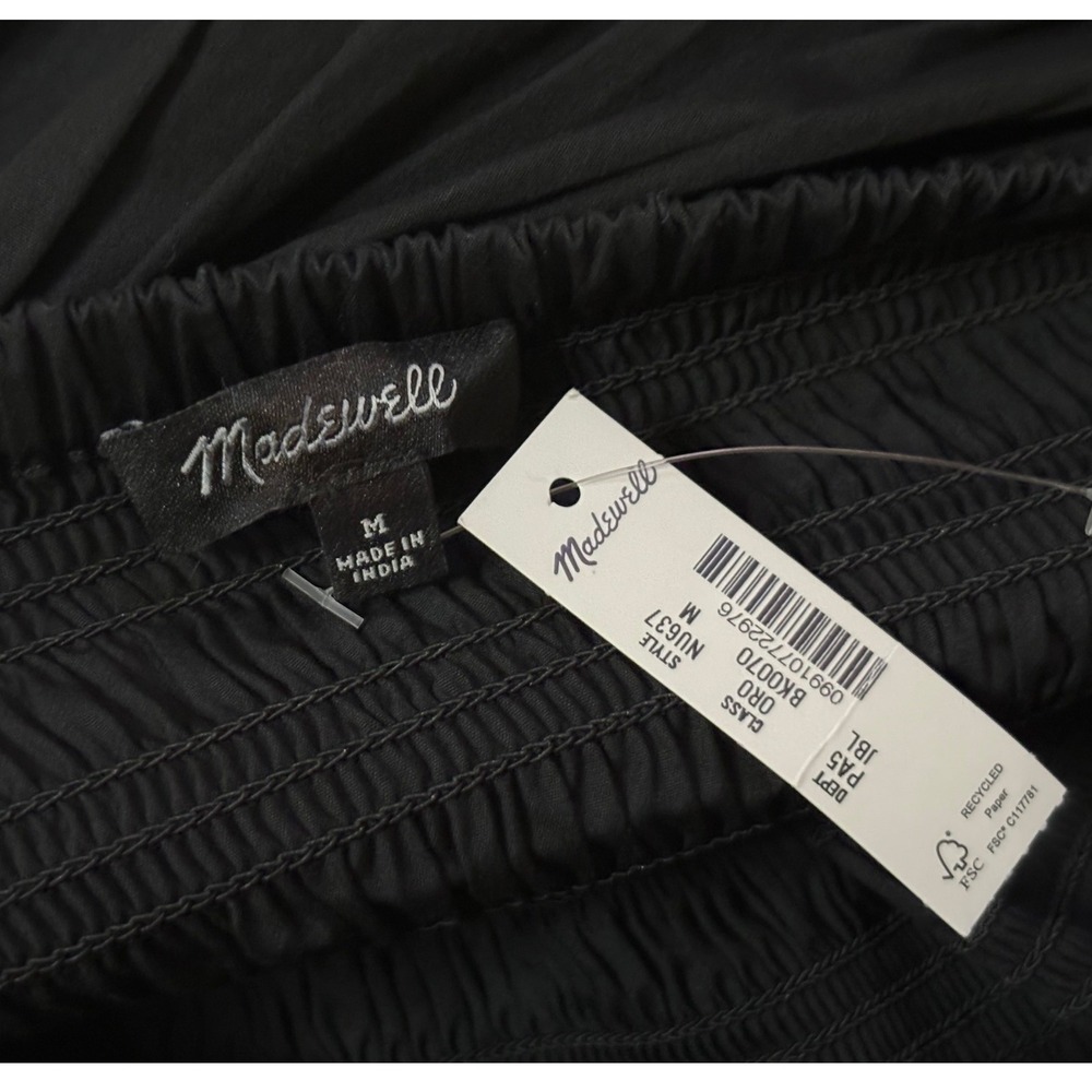Madewell Skirt Womens Medium Black Smocked Waist Cotton Poplin Maxi A-Line NWT - Picture 5 of 9